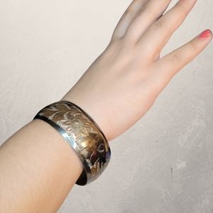Vintage Engraved Floral Cuff Bangle